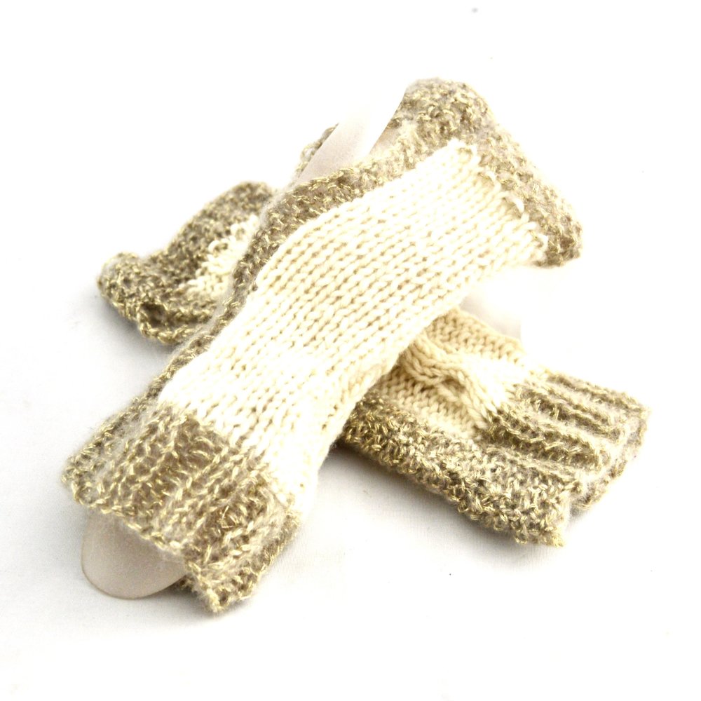 Mitaines Mixtes en laine gris ivoire bien chaudes Taille Unique cadeau pour Elle ou pour Lui tricot-main Made in France HeyLaineInFrance, 