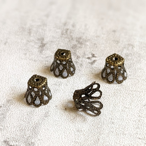 10 coupelles calottes filigrane métal bronze dôme style victorien romantique rétro pour perles de 6 mm