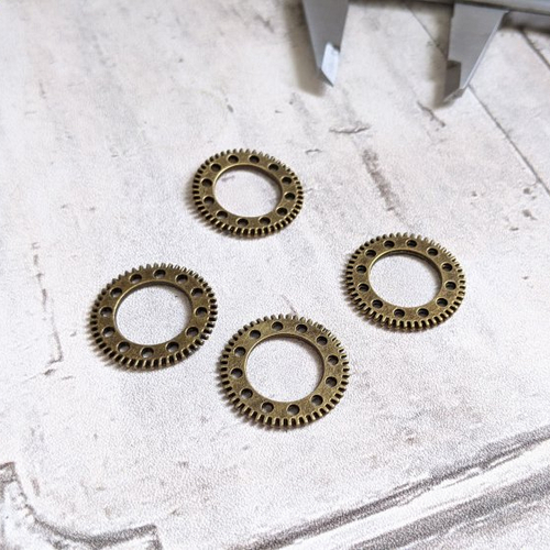 Breloques engrenages métal bronze ouverts 25 mm x 2