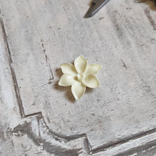 Cabochons grande fleur blanche en plastique brillant 30 mm x2 - Un grand  marché