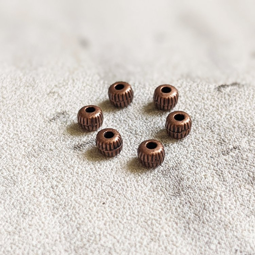 Perles petites striées rayées métal cuivre 3 x 3 mm x 45