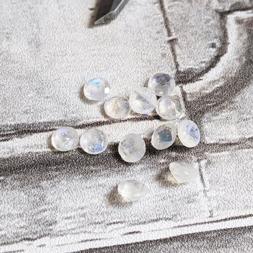 Cabochon strass labradorite blanche pierre lune arc en ciel grade ab 6 mm x1