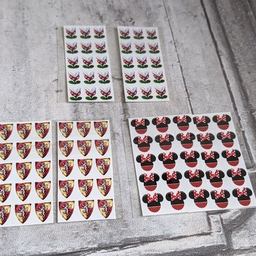 Stickers transfert à l'eau pour nail art ou résine dentelles alice pays merveilles 6 planches