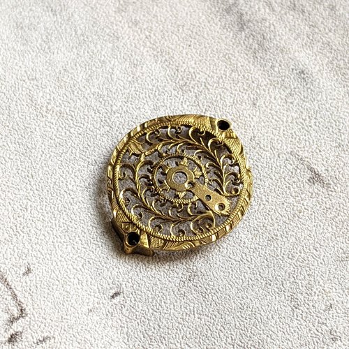 Coq de montre pendentifs filigranes bijoux collier laiton plaqué or vintage x1