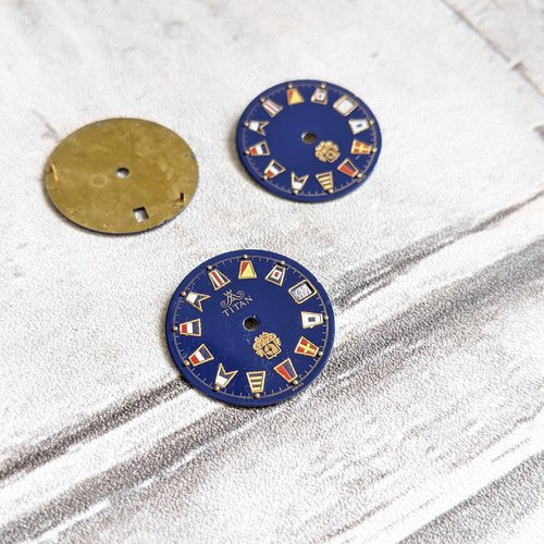 Cadrans de montre europe bleu et or pour bijoux steampunk scrapbooking 19mm x3