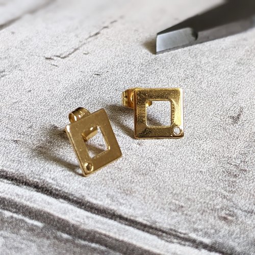 Supports boucles d'oreilles dormeuses en acier inoxydable doré x2 (1 paire)