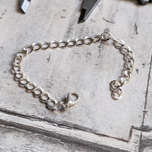 Chaine 20 cm support bracelet métal argenté gros maillons 8x7mm x1