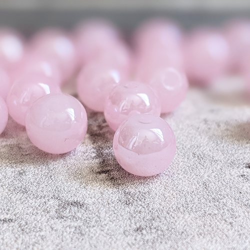 Perles en verre rondes rose brillantes 8 mm x21