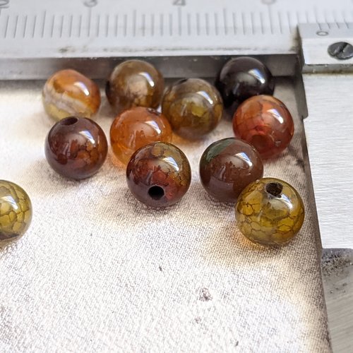 Perles rondes en pierre quartz agate teintée effet veine de dragon 6 mm x15