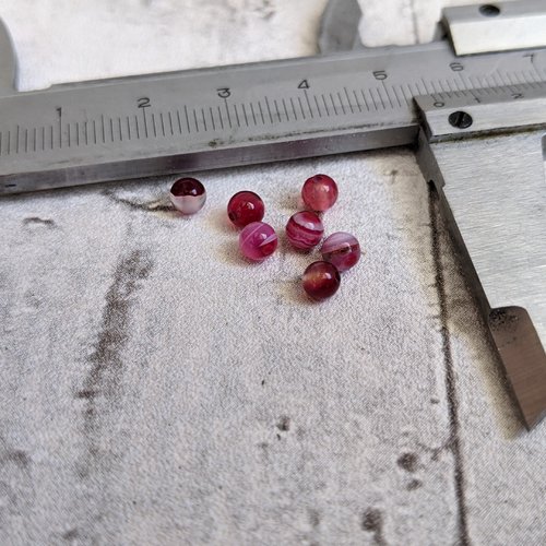 Perles rondes en pierre quartz agate teintée rose 4 mm x7
