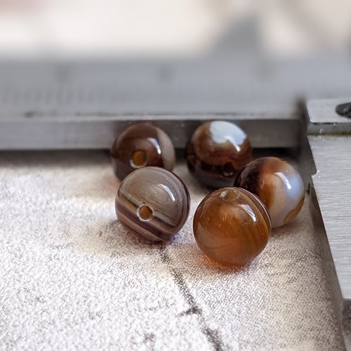 Perles rondes en pierre quartz agate teintée marron 6 mm x5