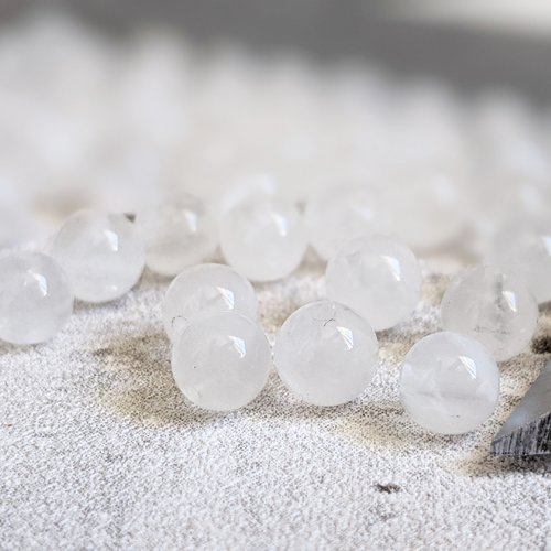 Perles rondes en labradorite blanche moonstone 5 mm x10