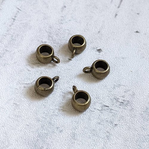 Bélières rondes anneaux simples métal bronze 11x5mm x5