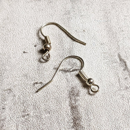 Crochets boucles d'oreilles métal argenté acier 13mm x10 (5 paires)
