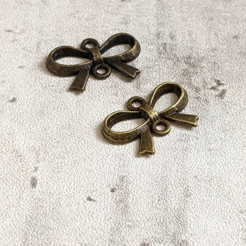 Connecteurs noeud papillon décoratif métal bronze 15x21mm x2