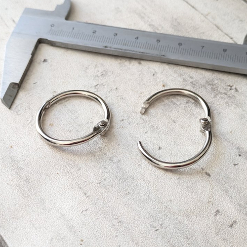 Porte clé anneau en acier inoxydable argenté ouvrable 32mm x2