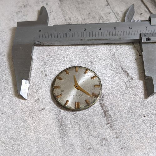 Vrai cadran de montre vintage 1960 laiton argenté rouge 30 mm steampunk x1
