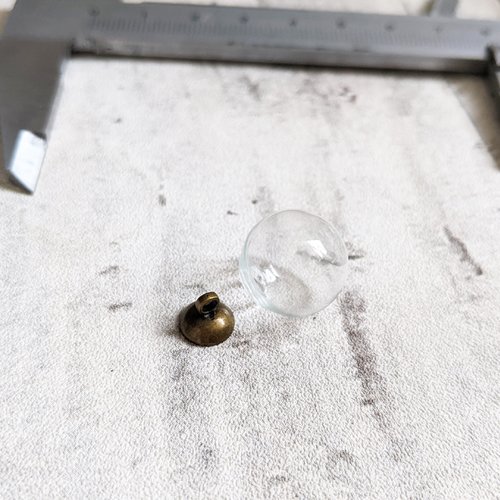 Fioles de verre boule transparent embouts bronze pour boucles d'oreilles 22mm x2