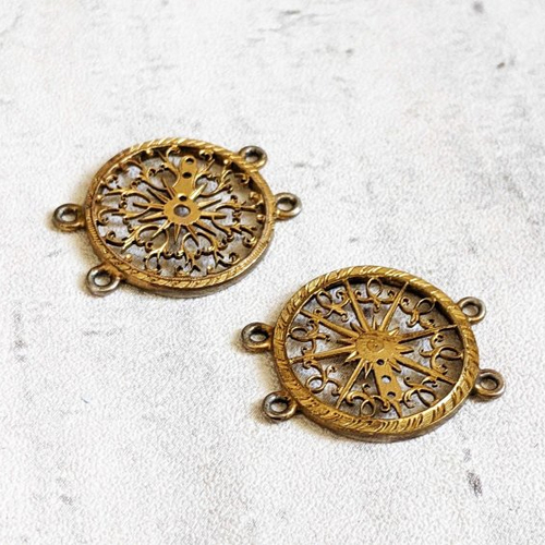 Coqs de montre pendentifs connecteurs filigranes bijoux 25x20mm x2