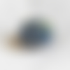 Perle artisanale verre murano chalumeau transparent à pois bleu 14x10mm x1