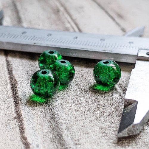 Perles rondes effet craquelé vert 8 mm x4