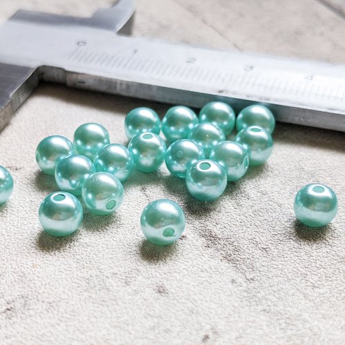 Perles de verre rondes bleu clair effet nacré 6 mm x20