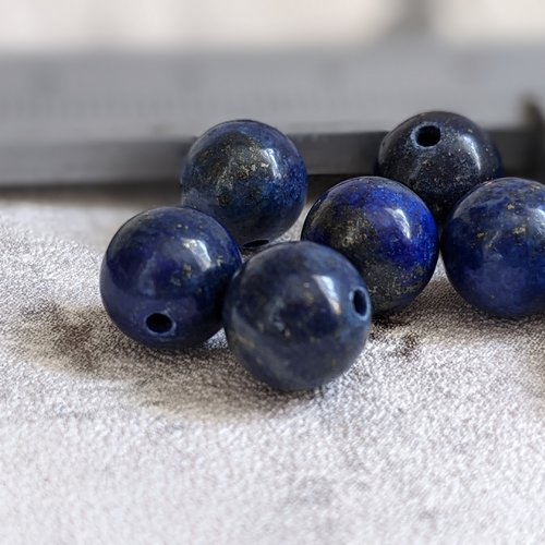 Perles rondes en lapis lazuli naturel bleu profond 6 mm x7