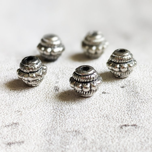 Perles toupies métal argenté style ethnique 7x7 mm x7