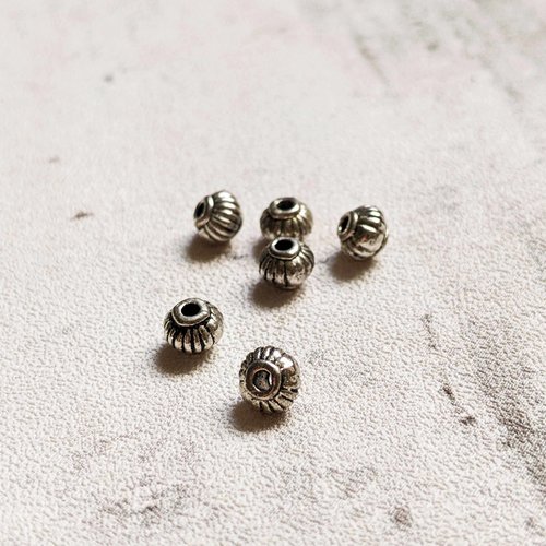 Perles toupies métal argenté style lanterne 5x4 mm x6