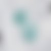 Estampes pendentifs breloques cercles fleurs cuivre émail vert bleu 30x35mm x2