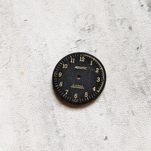 Cadran de montre rond noir doré mat arabes cabochon 23 mm x1