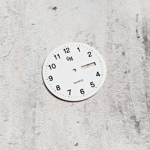 Cadran de montre rond ou cabochon plat blanc chiffres romains noir 30 mm x1
