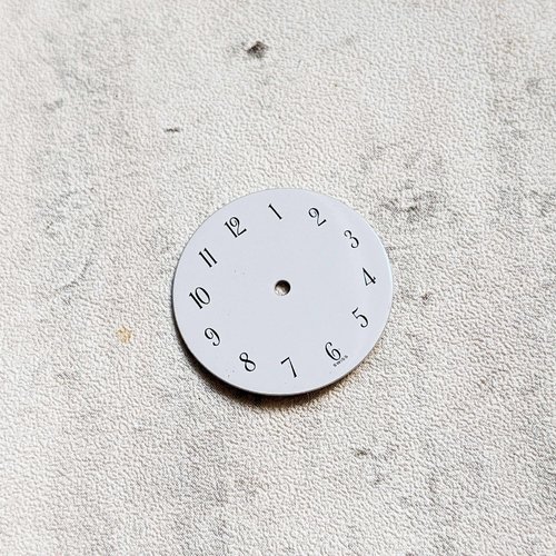 Cadran de montre rond ou cabochon plat blanc chiffres arabes noir 24 mm x1