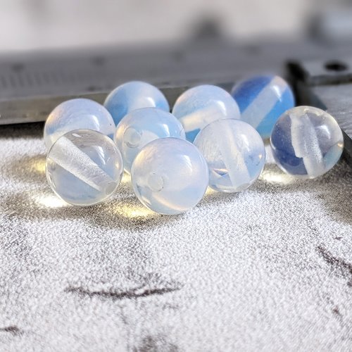 Perles opaline verre opalin fausse opale 6 mm x12