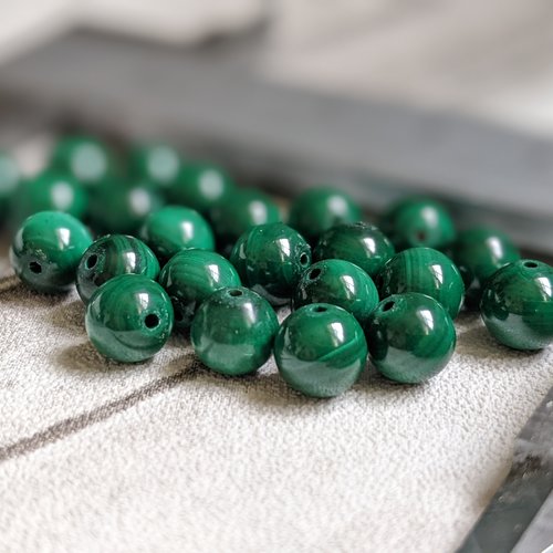 Perles rondes en pierre malachite naturelle vert foncé grade aa 6 mm x5