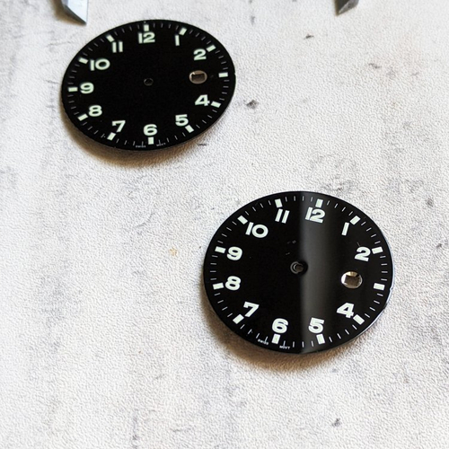 Cadrans de montre rond noir ou cabochon plat luminova ® 36mm x2