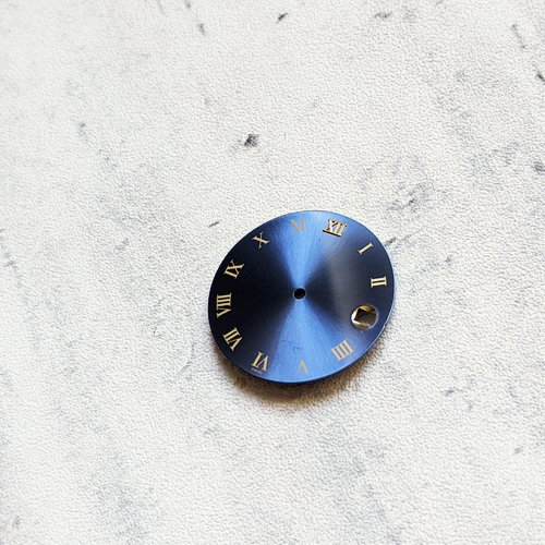 Cadrans de montre guichets bleu foncé et doré pour bijoux steampunk scrapbooking 27mm x1