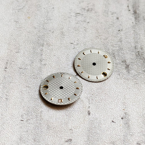 Cadrans de montre ronds cabochon plat gris aluminium doré 29 mm x2