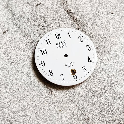 Cadrans de montre rond ou cabochon plat blanc chiffres romains noir 31 mm x2