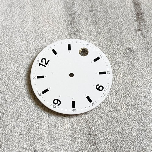 Cadran de montre ou cabochons ronds plats blanc chiffres noirs 29mm x1