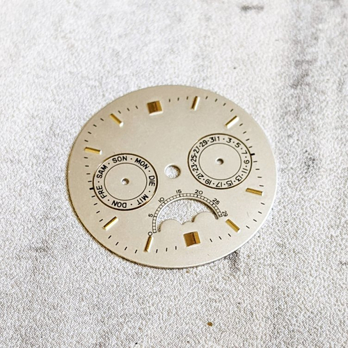 Cadran de montre rond cabochon argenté doré 28 mm x1