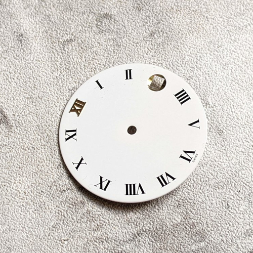 Cadran de montre ou cabochons ronds plats blanc chiffres dorés 27mm x1