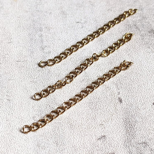 Chainettes extensions maillons 3x4mm en acier inoxydable doré 5 cm x5