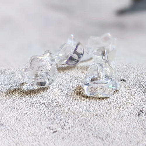 Perles coupelles calottes fleur clochette verre transparent reflets multicolores 7x12mm x10