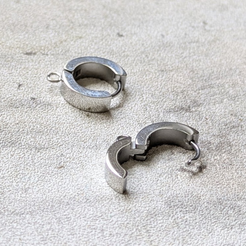Supports boucles d'oreilles dormeuses en acier inoxydable argent rondes épaisses x2 (1 paire1)