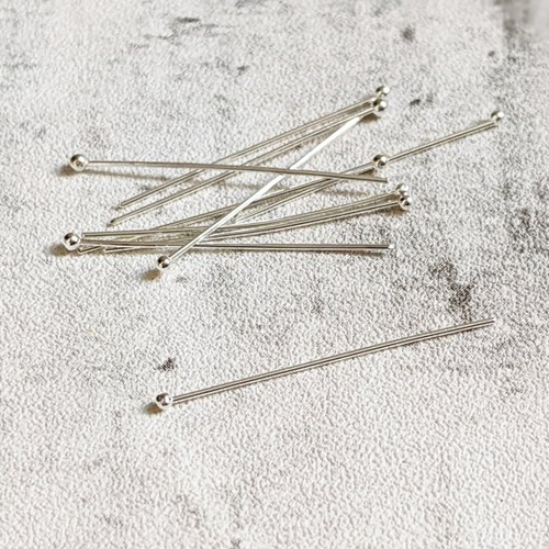 Tiges clous à tête ronde boule bijoux acier inoxydable argent 30 mm x10