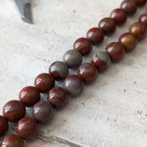 Perles de 8 mm en pierre jaspe rouge noreena x5