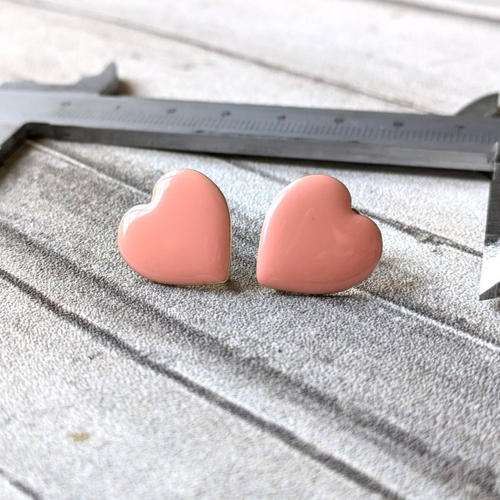 Supports boucles d'oreilles puces cuivre coeur rose doré x2 (1 paire)