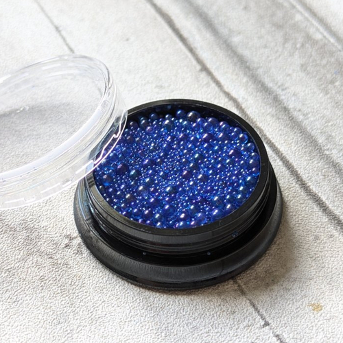 Environ 20g de mini billes en verre effet bulle reflets colorés pour résine uv ou résine époxy, bleu foncé transparent