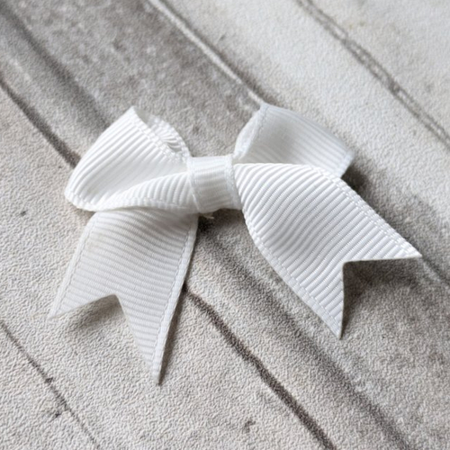 Noeud ruban de satin en polyester blanc 40x60mm environ x1